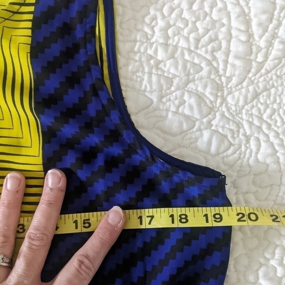 JOAN Vaas Geometric Sleeveless Maxi Dress Navy Yellow M - Picture 15 of 16
